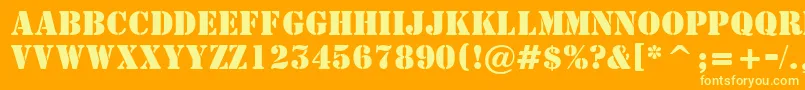 AStamperBold-Schriftart – Gelbe Schriften auf orangefarbenem Hintergrund