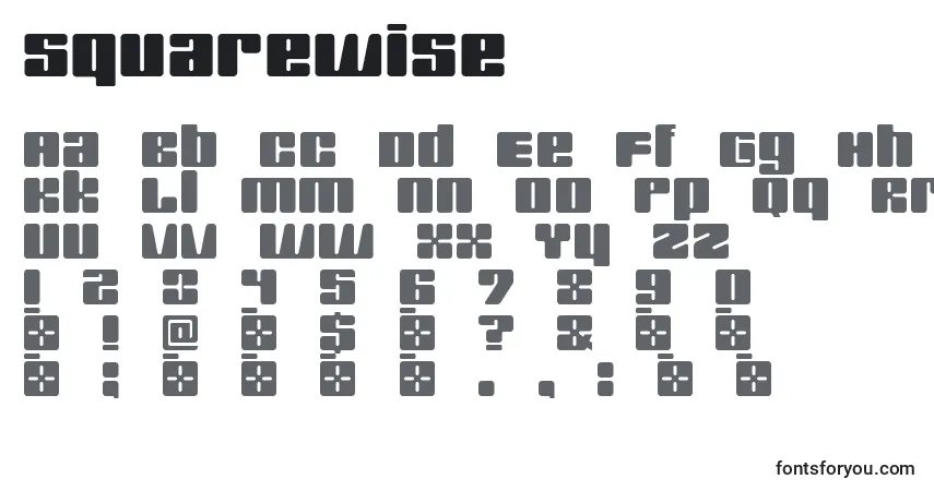 Шрифт Squarewise – алфавит, цифры, специальные символы