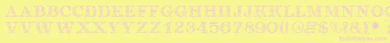 Шрифт SanasoftAntiqueNice.Kz – розовые шрифты на жёлтом фоне