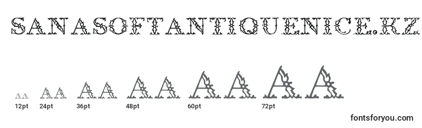 Размеры шрифта SanasoftAntiqueNice.Kz