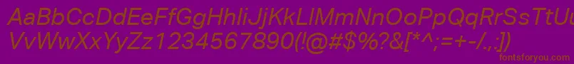 AktivgroteskcorpItalic Font – Brown Fonts on Purple Background