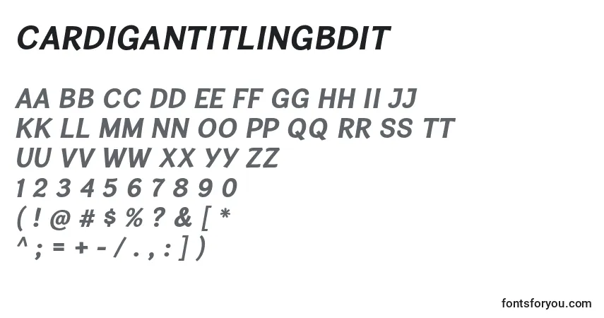 Czcionka CardiganTitlingBdIt – alfabet, cyfry, specjalne znaki