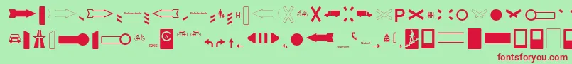 ZeichenDreihundertAlt Font – Red Fonts on Green Background