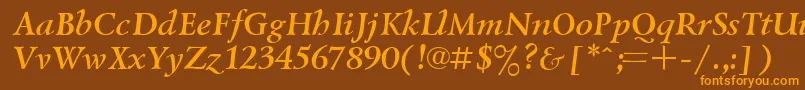 UkrainianlazurskiBolditalic Font – Orange Fonts on Brown Background
