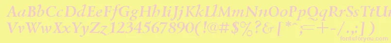 UkrainianlazurskiBolditalic Font – Pink Fonts on Yellow Background