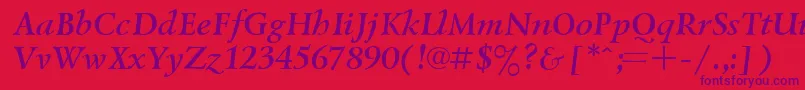 fuente UkrainianlazurskiBolditalic – Fuentes Moradas Sobre Fondo Rojo