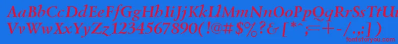 Шрифт UkrainianlazurskiBolditalic – красные шрифты на синем фоне