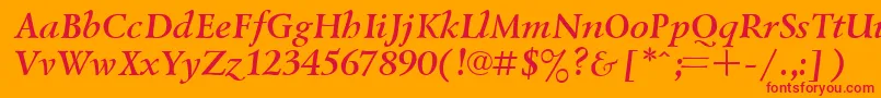 UkrainianlazurskiBolditalic-Schriftart – Rote Schriften auf orangefarbenem Hintergrund