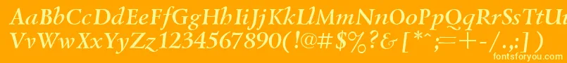 フォントUkrainianlazurskiBolditalic – オレンジの背景に黄色の文字