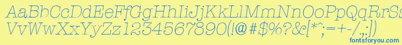 TypewriterserialXlightItalic Font – Blue Fonts on Yellow Background