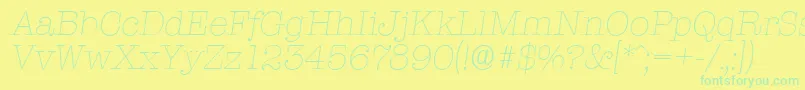 Шрифт TypewriterserialXlightItalic – зелёные шрифты на жёлтом фоне