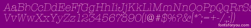 TypewriterserialXlightItalic Font – Pink Fonts on Purple Background
