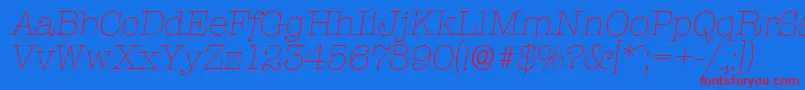 TypewriterserialXlightItalic-Schriftart – Rote Schriften auf blauem Hintergrund