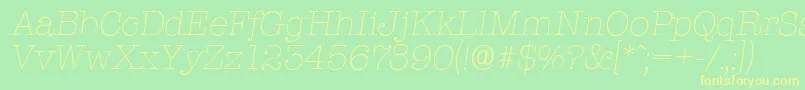 Więcej informacji o czcionce TypewriterserialXlightItalic Czcionka TypewriterserialXlightItalic – żółte czcionki na zielonym tle