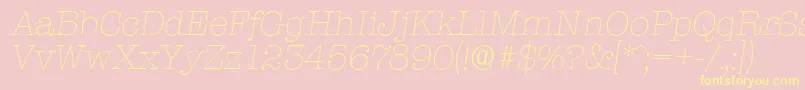TypewriterserialXlightItalic Font – Yellow Fonts on Pink Background