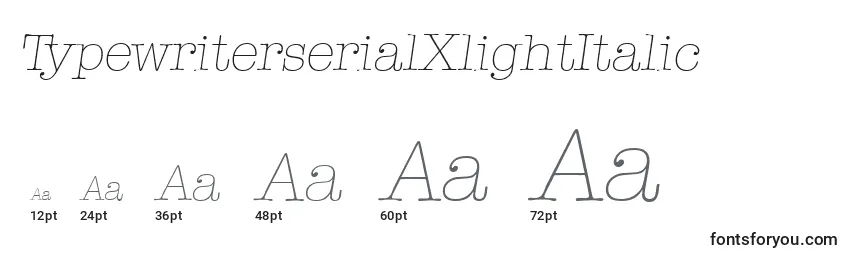 Размеры шрифта TypewriterserialXlightItalic