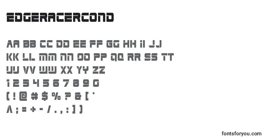 A fonte Edgeracercond – alfabeto, números, caracteres especiais