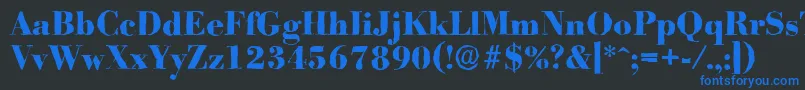BodoniantiqueXboldRegular-Schriftart – Blaue Schriften auf schwarzem Hintergrund