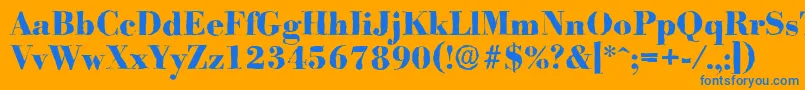 BodoniantiqueXboldRegular-Schriftart – Blaue Schriften auf orangefarbenem Hintergrund