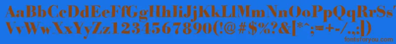 フォントBodoniantiqueXboldRegular – 茶色の文字が青い背景にあります。