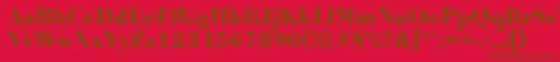 BodoniantiqueXboldRegular-fontti – ruskeat fontit punaisella taustalla