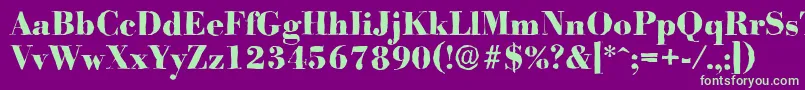 BodoniantiqueXboldRegular-fontti – vihreät fontit violetilla taustalla