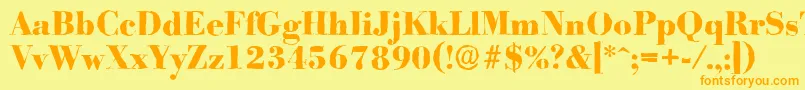 BodoniantiqueXboldRegular-Schriftart – Orangefarbene Schriften auf gelbem Hintergrund