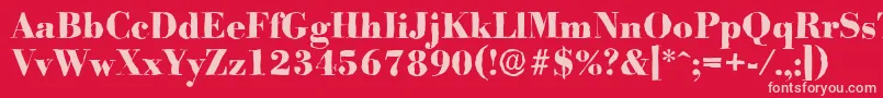 BodoniantiqueXboldRegular-fontti – vaaleanpunaiset fontit punaisella taustalla