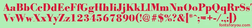 Шрифт BodoniantiqueXboldRegular – красные шрифты на зелёном фоне