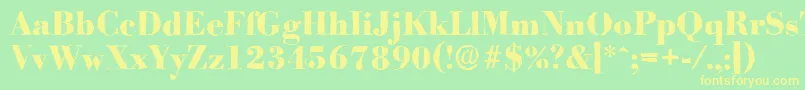 BodoniantiqueXboldRegular-fontti – keltaiset fontit vihreällä taustalla