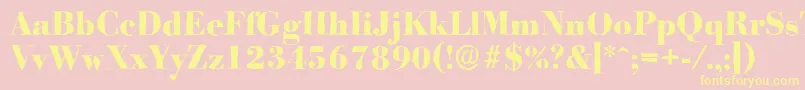 BodoniantiqueXboldRegular-fontti – keltaiset fontit vaaleanpunaisella taustalla