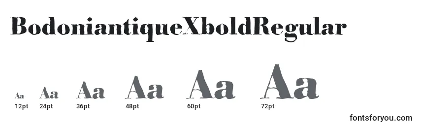 Размеры шрифта BodoniantiqueXboldRegular