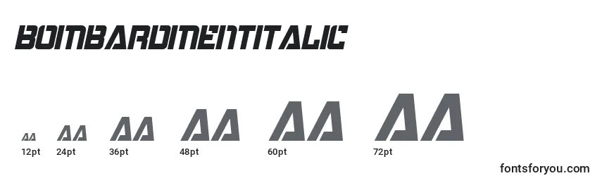 BombardmentItalic Font Sizes