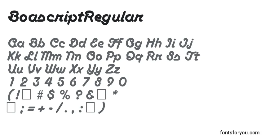 A fonte BoascriptRegular – alfabeto, números, caracteres especiais