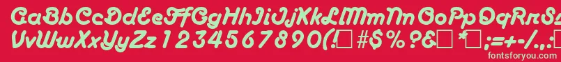 Fonte BoascriptRegular – fontes verdes em um fundo vermelho