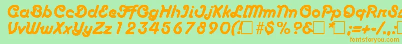 フォントBoascriptRegular – オレンジの文字が緑の背景にあります。