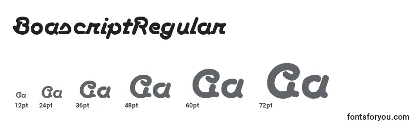 BoascriptRegular Font Sizes
