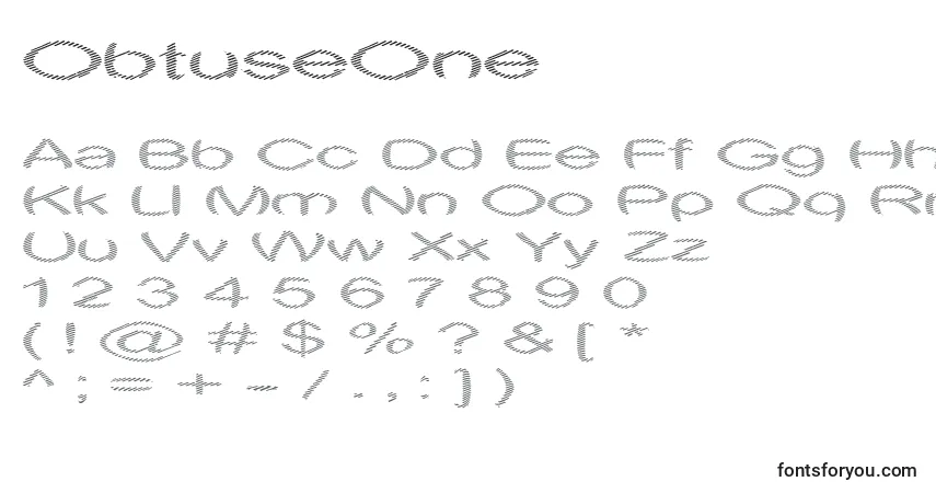 A fonte ObtuseOne – alfabeto, números, caracteres especiais