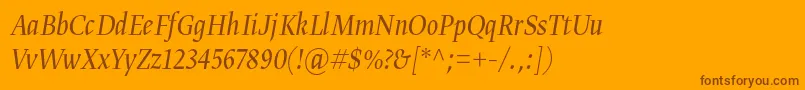 Gretadisnarproligita-Schriftart – Braune Schriften auf orangefarbenem Hintergrund