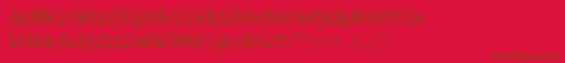 Gretadisnarproligita-Schriftart – Braune Schriften auf rotem Hintergrund