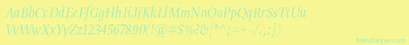 Gretadisnarproligita Font – Green Fonts on Yellow Background
