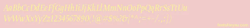 Gretadisnarproligita-Schriftart – Gelbe Schriften auf rosa Hintergrund