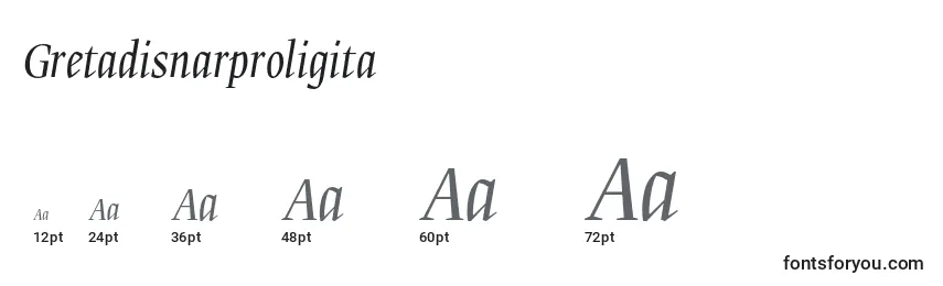 Размеры шрифта Gretadisnarproligita