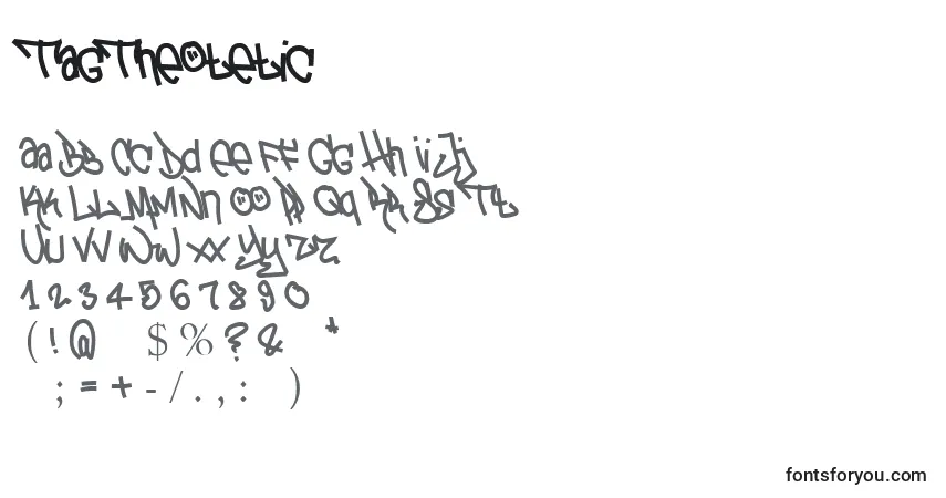 Czcionka TagTheotetic – alfabet, cyfry, specjalne znaki