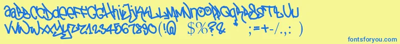 TagTheotetic Font – Blue Fonts on Yellow Background