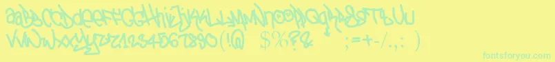 Czcionka TagTheotetic – zielone czcionki na żółtym tle