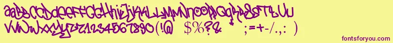 TagTheotetic Font – Purple Fonts on Yellow Background
