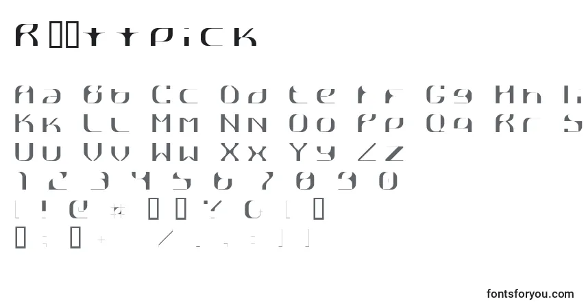 A fonte RГҐttpick – alfabeto, números, caracteres especiais