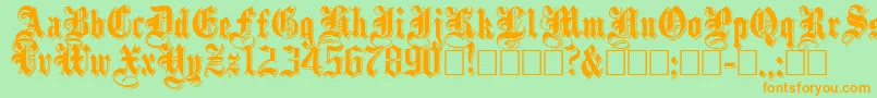 ShadowedBlack-Schriftart – Orangefarbene Schriften auf grünem Hintergrund