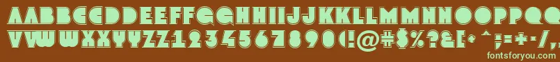 フォントGrotogrNormal – 緑色の文字が茶色の背景にあります。